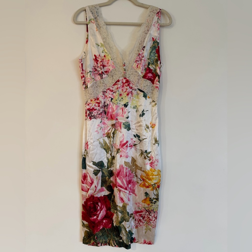Roberto cavalli vintage Floral Sleeveless Dress with Lace Trim size 44
